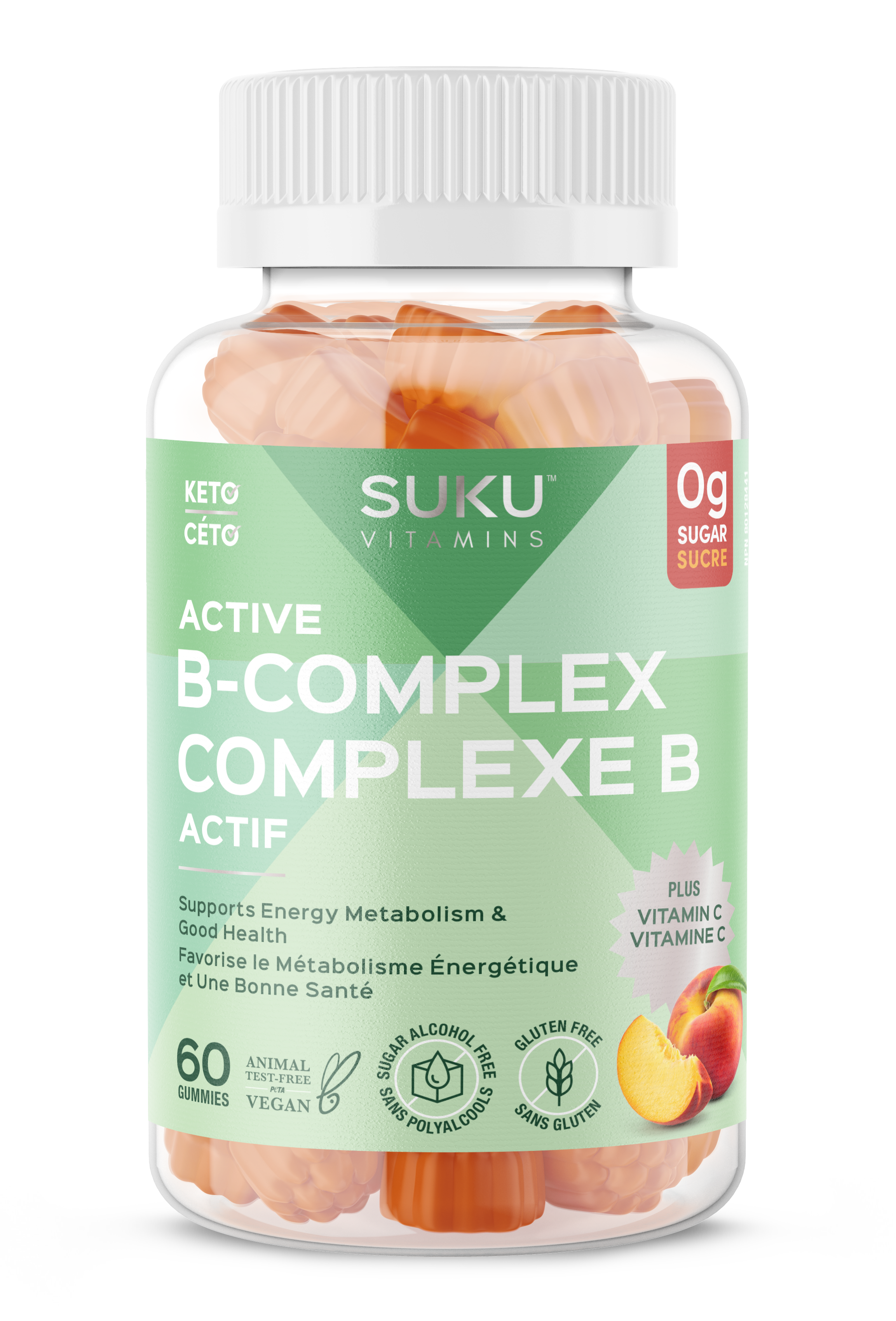 SUKU Vitamins Active B-Complex 50 Gummies | Sugar-Free B Vitamin Gummies