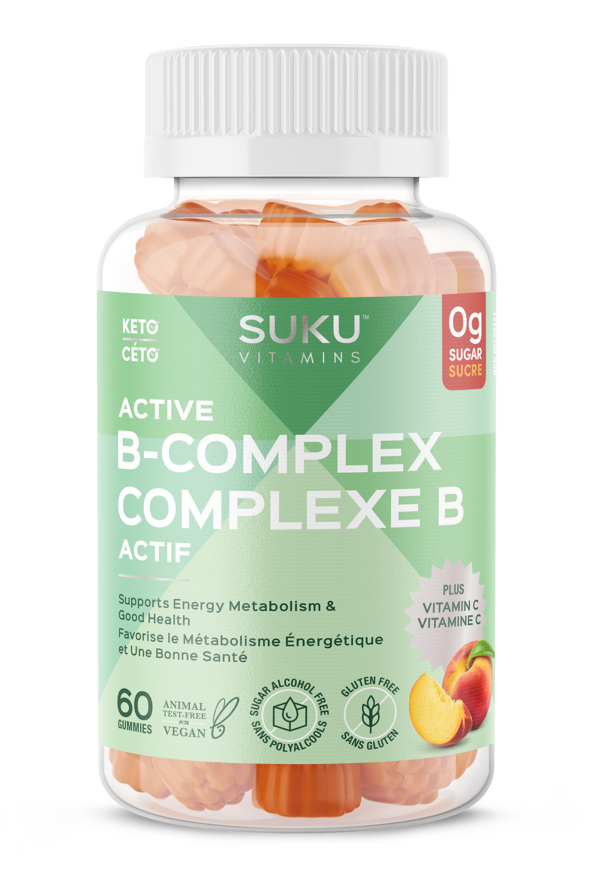 SUKU Vitamins Active B-Complex 50 Gummies | Sugar-Free B Vitamin Gummies