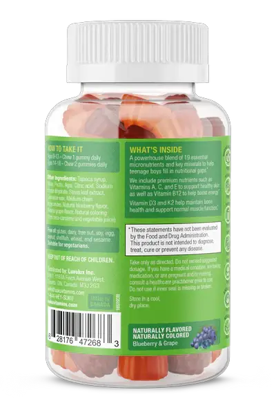 SUKU Vitamins Teen Boy Total Multi 60 Gummies | Sugar-Free Multivitamin for Teen Boys