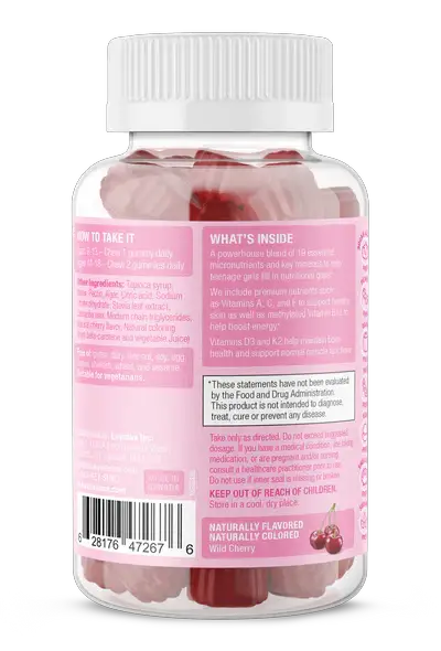 SUKU Vitamins Teen Girl Total Multi 60 Gummies | Sugar-Free Multivitamin for Teen Girls