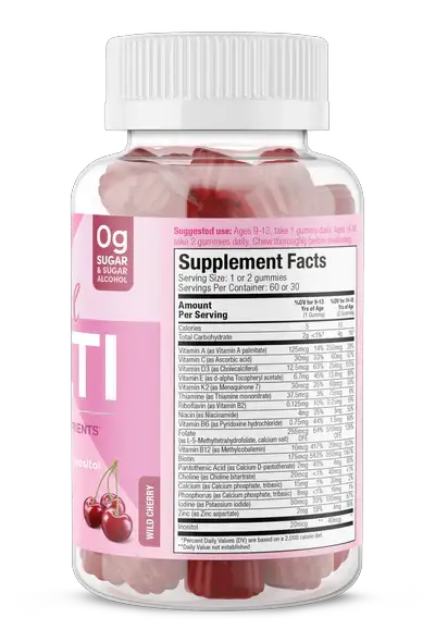SUKU Vitamins Teen Girl Total Multi 60 Gummies | Sugar-Free Multivitamin for Teen Girls