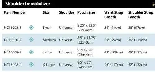 SHOULDER IMMOBILIZER SLING WITH FOAM PADDED WAIST AND SHOULDER STRAPS