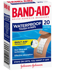 Band-aid tough strips waterproof 20 band-aid,band-aid blister,bandage,bandages,BANDAID,cohesive bandage,crepe bandage,cushioned bandages,eab bandage,elastic bandage,issues