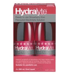 Hydralyte  Strawberry Kiwi Flavoured Electrolyte Solution 4 x 250ml