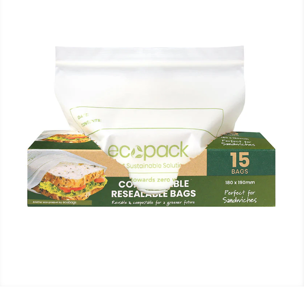 Ecopack Compostable Resealable Sandwich Bags x15