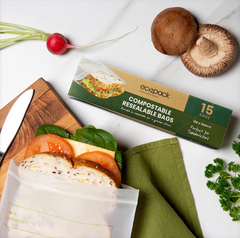 Ecopack Compostable Resealable Sandwich Bags x15 image 2