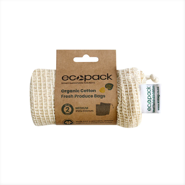 Ecopack Organic Cotton Mesh Produce Bags Medium 2 Pack