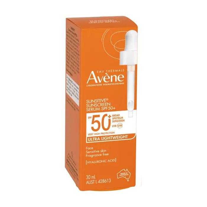 Avène Sunsitive Serum SPF50+ 30ml (Suitable for use under makeup,4 hours water resistant,Aveeno Skin Relief Body Wash,Avene SPF 50+,Avène dermatological expertise,Avène Sunsitive Sunscreen Serum SPF 50+,Baby skin care condition,cheaper than chemist wareho