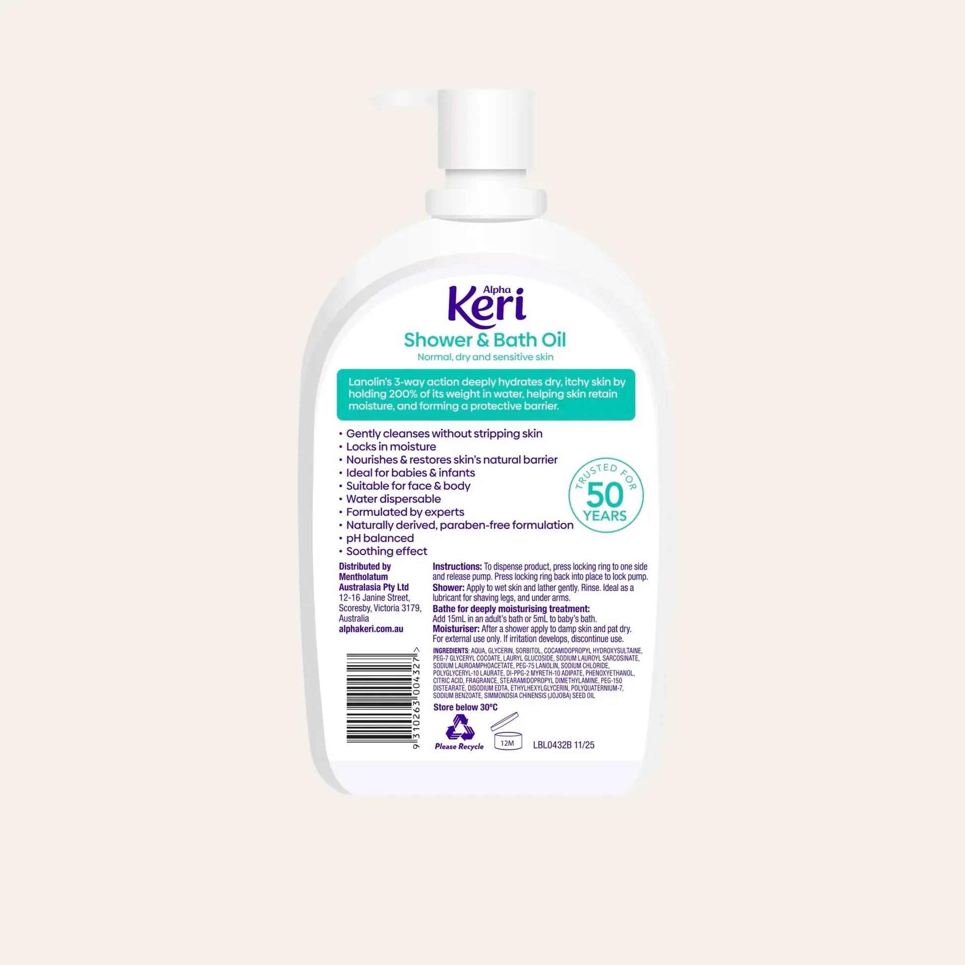 Alpha Keri Shower And Bath Oil Nourishes Dry And Sensitive Skin Hydrating Oil 1 Litre
