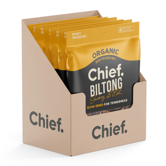 Chief Organic Grass-fed Biltong 30g (Min Order 12 Bars)