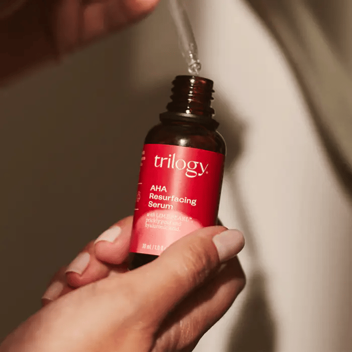 Trilogy AHA Resurfacing Serum 30ml 20mL,AHA Resurfacing Serum,Even And brighter skin,Face Serum,issues,refining serum,Resurfacing Serum,smoothing serum,Trilogy CoQ10 Booster Oil,uneven skin tone