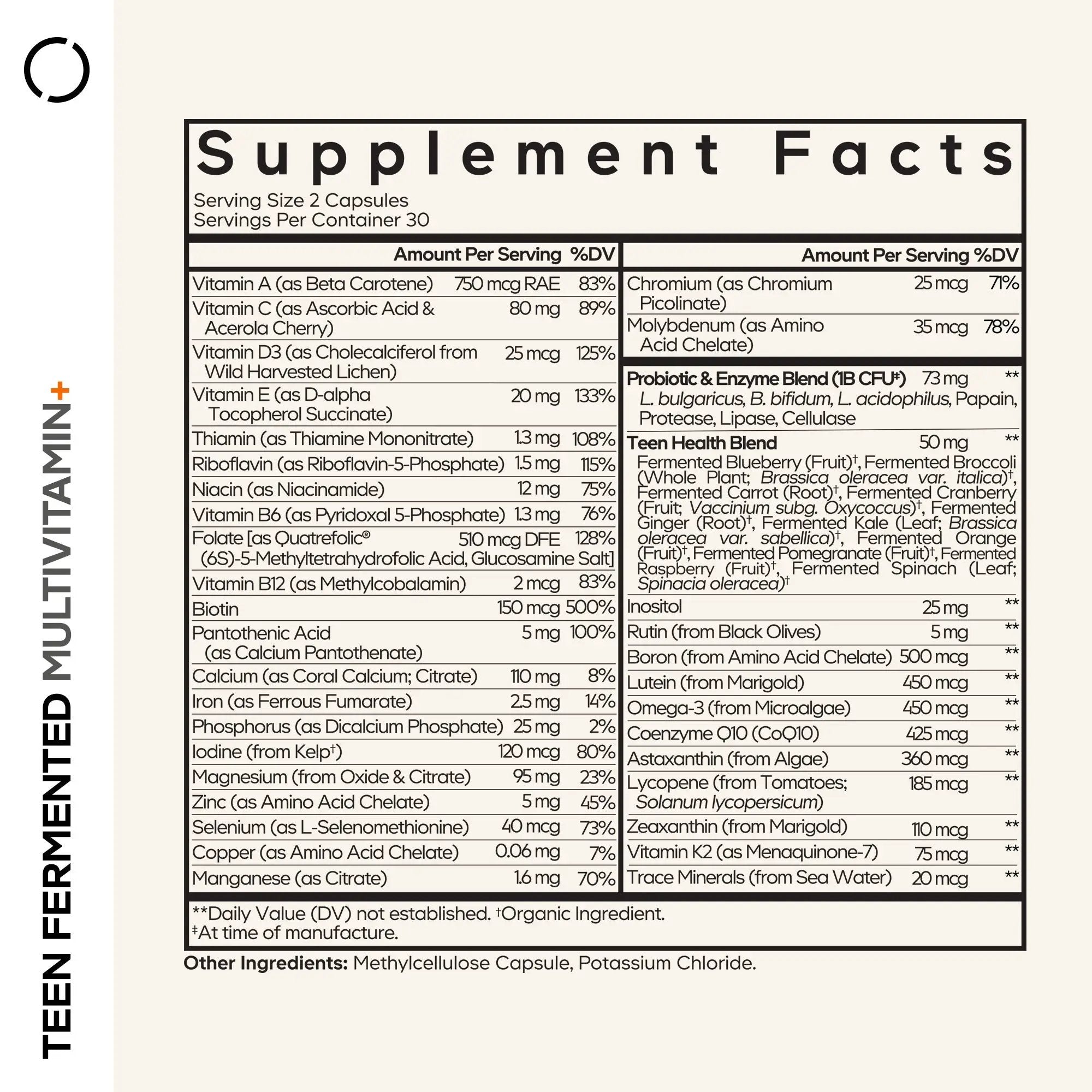 Codeage Teen Fermented Multivitamin Helps Teen Health Multivitamin 60 Caps