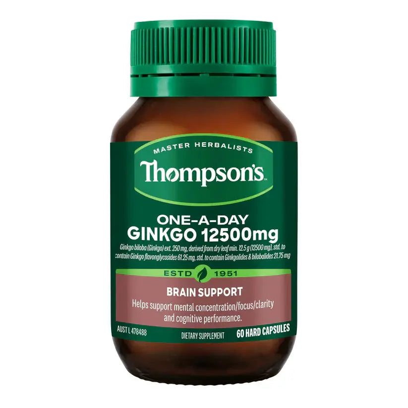 Thompson's One-A-Day Ginkgo 12500mg | Brain Support | Dietary Supplement (60 Capsules)