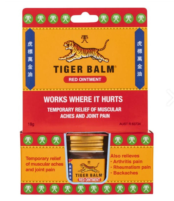 Tiger Balm Red Strong 18g issues,joint pain,Ointment works where it hurts,relief of muscular aches,relief of nasal congestion,Tiger Red Balm