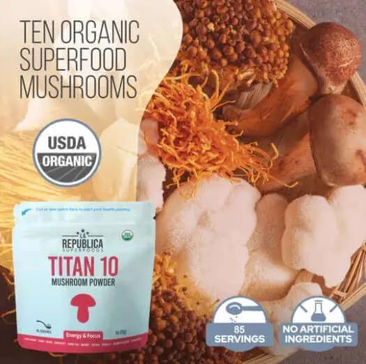 Titan 10 Mushroom Blend Powder 85 Servings coffee,Multi vitamins,multivitamins,Mushroom Coffee,Rich in vitamins and minerals,vitamins,Vitamins & Supplements,vitamins and minerals,Vitamins and Supplements,vitamins minerals