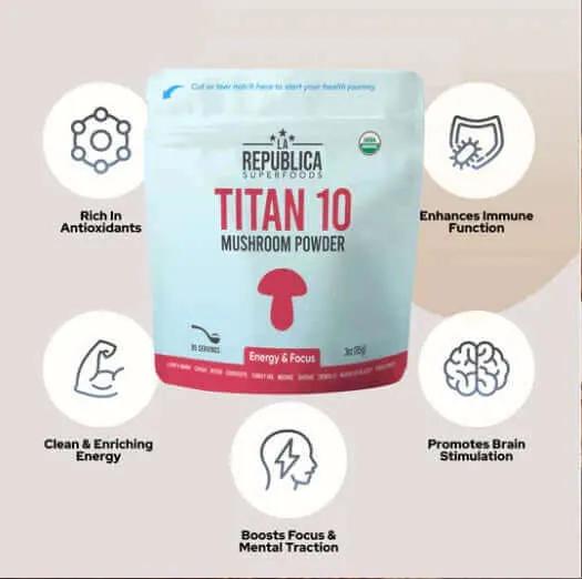 Titan 10 Mushroom Blend Powder 85 Servings coffee,Multi vitamins,multivitamins,Mushroom Coffee,Rich in vitamins and minerals,vitamins,Vitamins & Supplements,vitamins and minerals,Vitamins and Supplements,vitamins minerals