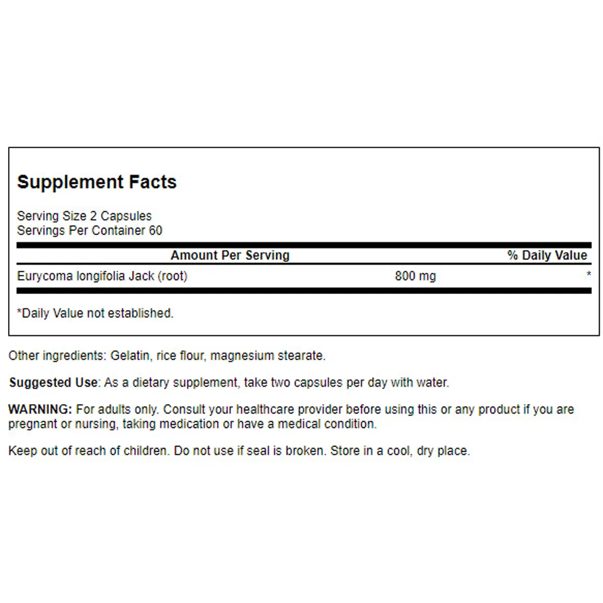 Swanson Tongkat Ali Energy And Vitality Herbal Supplement (400 mg Per Capsule, 120 Capsules)