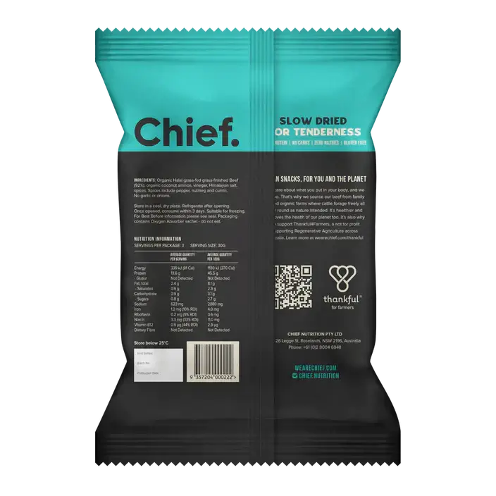 Chief Organic Grass-fed Biltong 90g (Min Order 6 Units) Beef Liver,Beef Liver Energy Boost,Beef Offal,Beef Offal Multivitamin,biltong,bioavailable vitamins,Chief Organic Beef Liver Capsules,Chief Organic Heart,Copper,energy,energy and vitality,Energy Boos