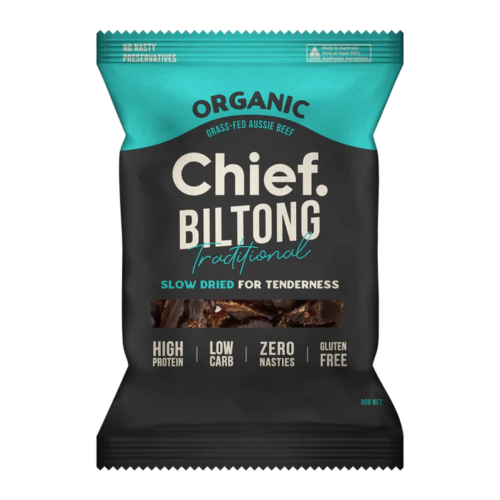 Chief Organic Grass-fed Biltong 30g (Min Order 12 Bars)