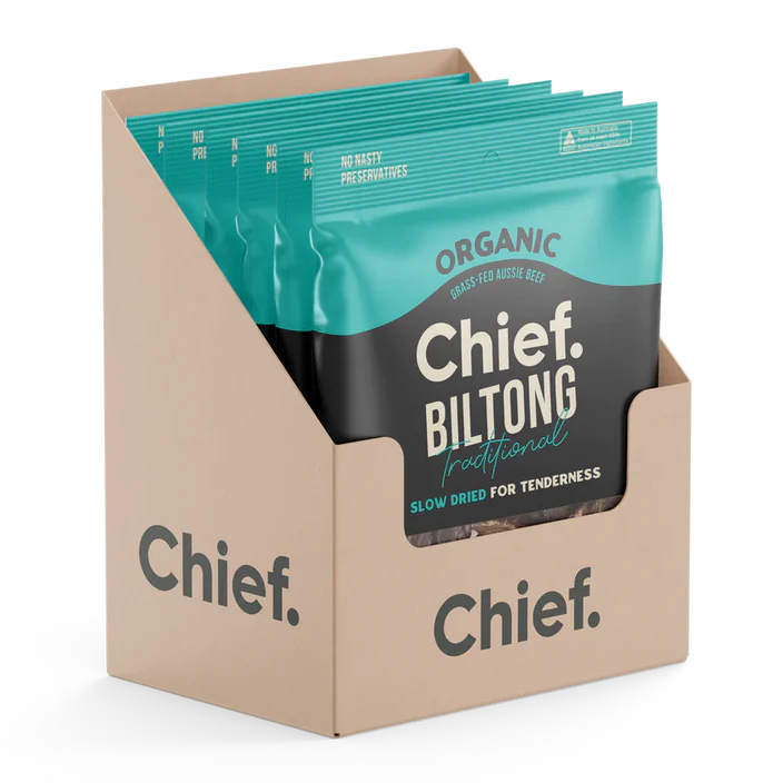 Chief Organic Grass-fed Biltong 30g (Min Order 12 Bars)