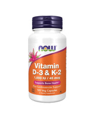 NOW Vitamin D-3 & K-2 Capsules 120