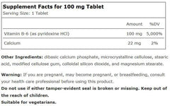 Source Naturals Vitamin B-6 100mg Tablets - 100 Count 100mg Vitamins,B6 Tablets,Dietary Supplements,Energy Metabolism,Immune Support,Natural Health,optimized,Source Naturals,Vitamin B6