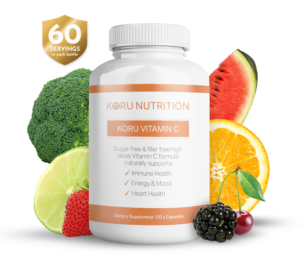 Koru Vitamin C 120 Capsules with key ingredients