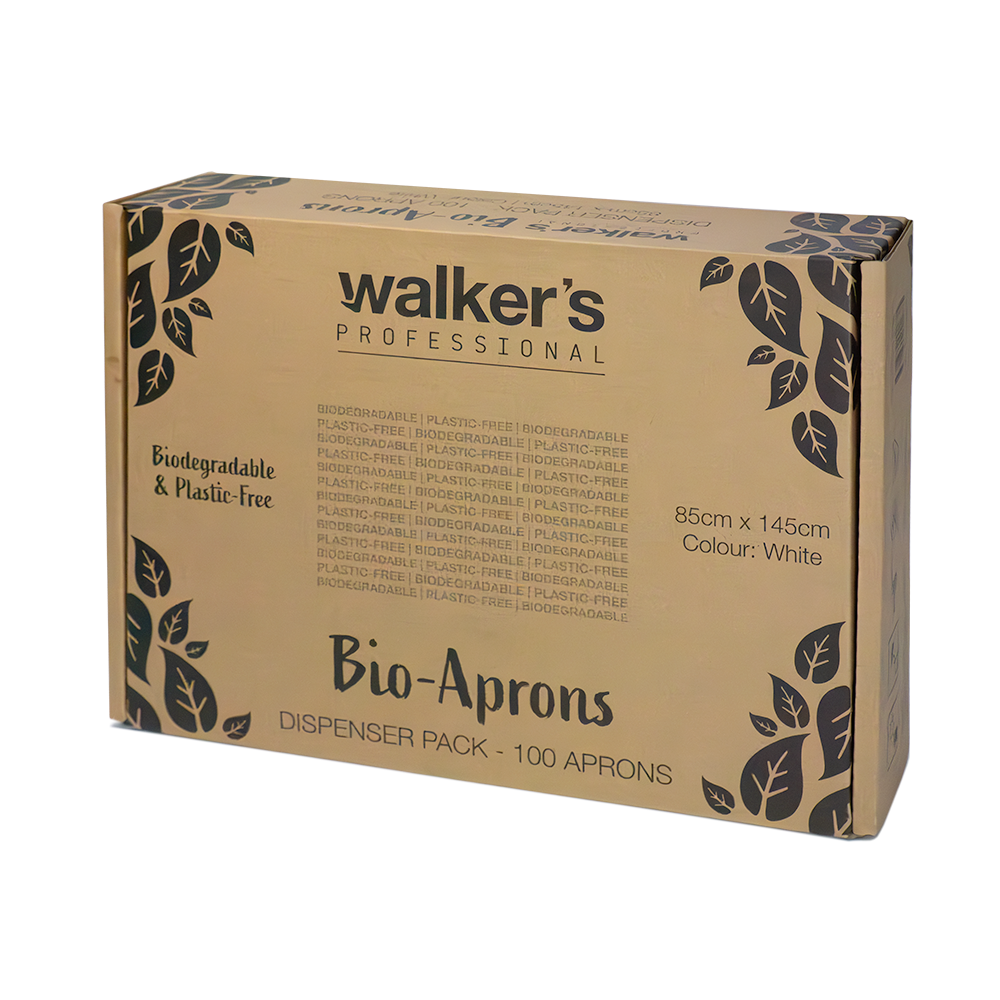 Walker's Plastic-Free Bio-Aprons White Dispenser Pack - Box 100
