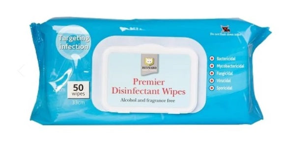 PREMIER DISINFECTANT &amp; DETERGENT WIPES FOR MOST HARD SURFACES 33X22CM