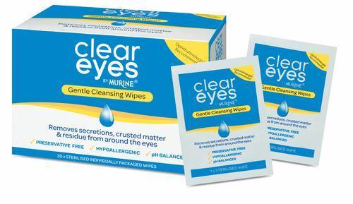 Clear Eyes by Murine Gentle Cleansing 30 Eye Wipes clear eyes,cleareyes,eye wipes,eyewipes,issues,wipes
