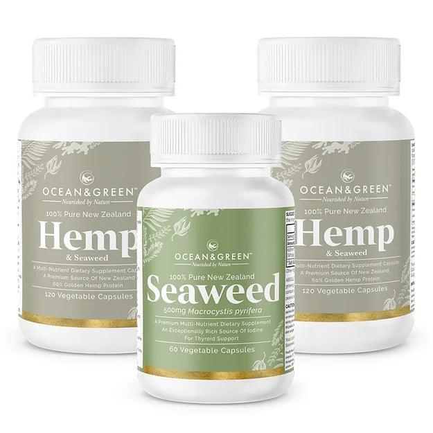 Plant-Based Supplement Trio - a Magical Combo Hemp &amp; Seaweed