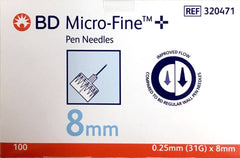 BD Micro-Fine Pen Needles 0.25mm (31G)*8mm 100's diabetes,insulin,issues,needle