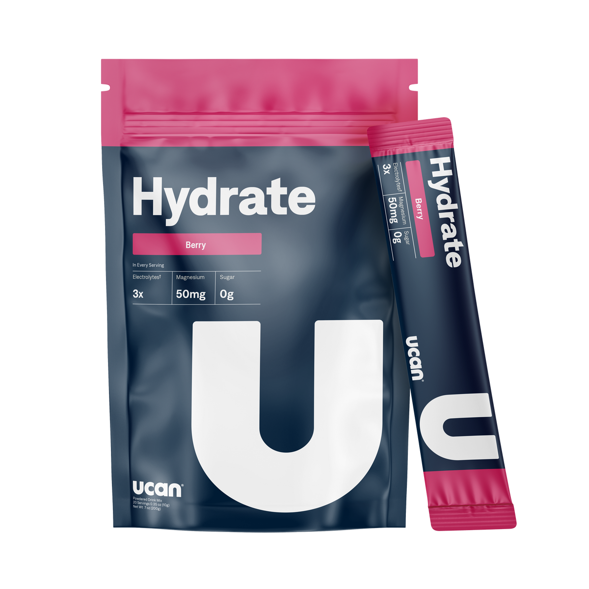 UCAN Hydrate Electrolyte Sachets Berry Box of 12 | Zero Sugar Electrolyte Packets