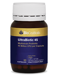 Bioceuticals UltraBiotic 45 Multistrain Probiotic 45 Billion CFU per Capsule 32 billion probiotics,50 billion probiotics,adult probiotics,children probiotics,Digestive probiotic,gut probiotics,infant probiotics,issues,oral probiotics,organic probiotic,pre