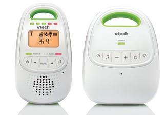 Vtech BM2150 baby monitor with clear sound, lullabies, and temperature sensor for baby care.