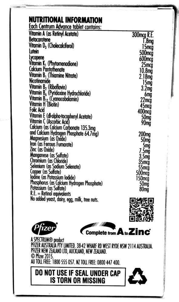 Centrum Advance Multivitamin 100 tablets centrum,centrum advance,issues,multivitamins