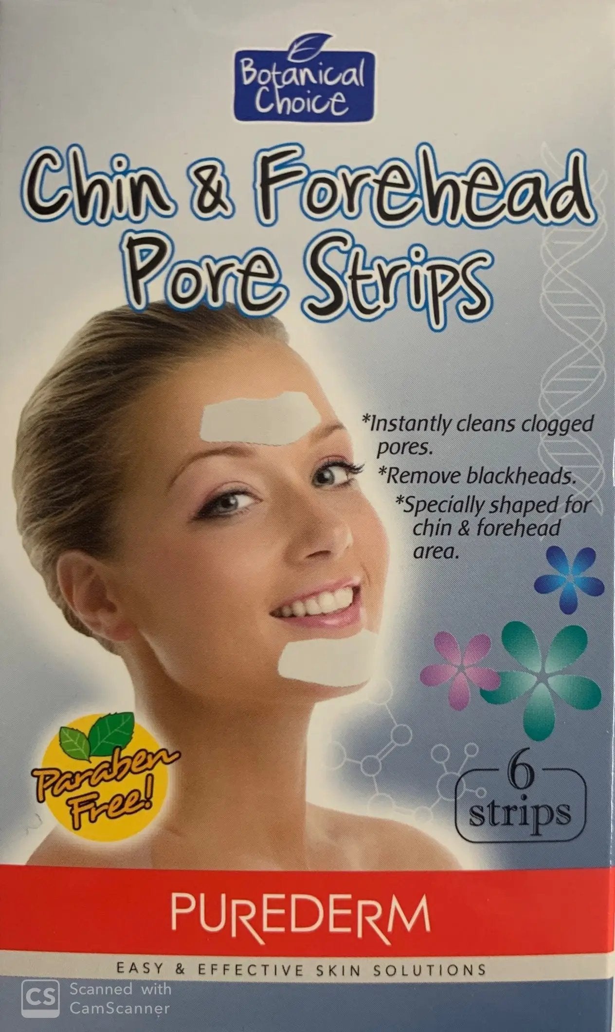 Purederm Botanical Choice Pore Strips for Chin and Forehead - Paraben Free, 6 Strips botanical choice strips,chin forehead strips,optimized,paraben free strips,purederm pore strips