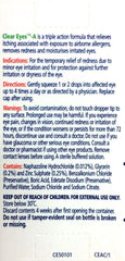 Clear Eyes-A Allergy Eye Drops 15ml label with instructions and warnings for allergy eye drops use and safety.