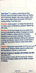 Clear Eyes Redness Drops 15ml product details for soothing eye relief from redness and irritation.