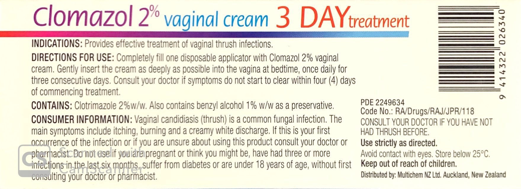 Clomazol Vaginal Cream 2% for Vaginal Thrush Treatment - 20g Pharmacist Only Medicine antifungal vaginal cream,Clomazol cream,optimized,pharmacist only medicine,vaginal thrush treatment