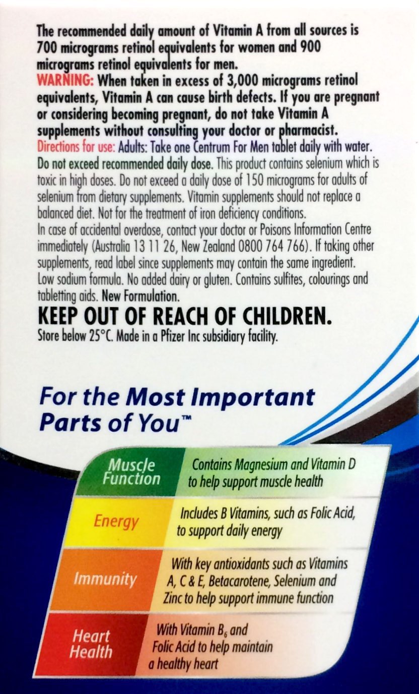 Centrum For Men Multivitamins - 60 Tablets for Optimal Health Centrum For Men,daily vitamins for men,men's health supplements,multivitamins for men,optimized