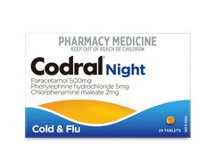 Codral Night 24 tablets anti histamine,blocked nose,chest congestion,cold and flu,congestion,issues,sinus,sinus pain,stuffy nose