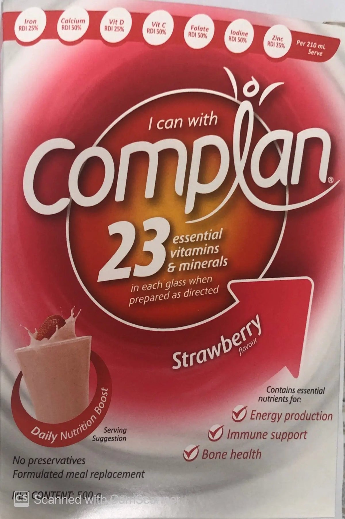 Complan Strawberry Flavour 23 Essential Vitamins and Minerals 500gm complan,dietplan,issues,meal replacement,optifast,optislim,vitaplan,weightloss