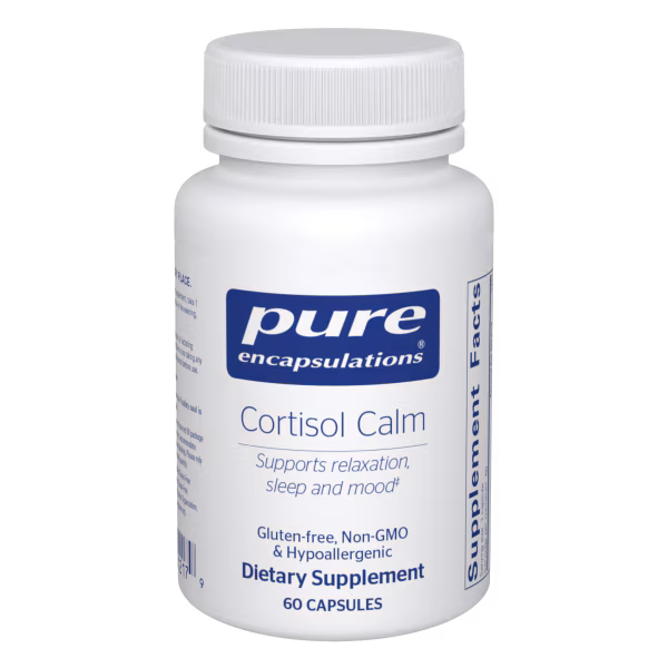 Pure Encapsulation Cortisol Calm 60 Cap 5htp,Cortisol,Cortisol Calm,deep sleep,Difficulty falling asleep,enhanced serotonin levels,fast asleep,healthy appetite,healthy cortisol,healthy cortisol response,healthy eating behavior,healthy sleep,issues,mood,Mo