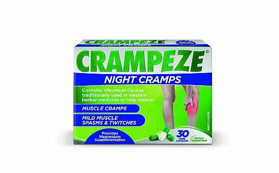 Crampeze Night Cramps Relief Capsules packaging for effective night cramps relief capsules.