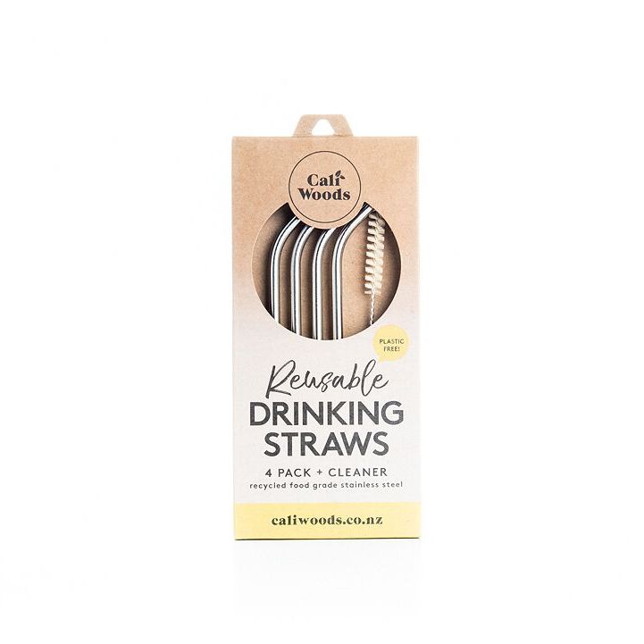 CaliWoods Stainless Steel Drinking Straws x4
