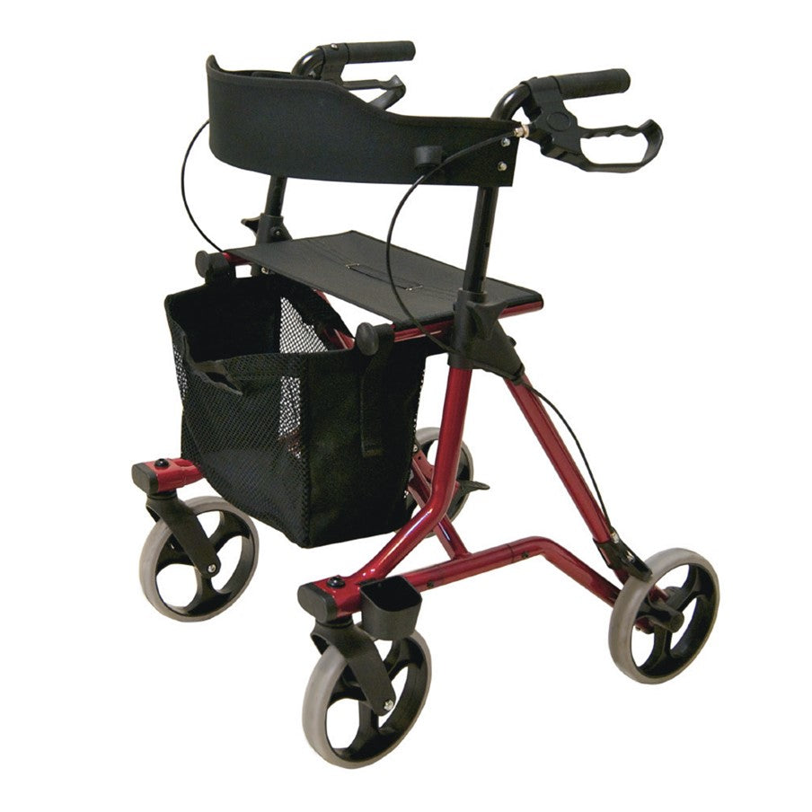 AML X-Fold Compact Rollator - Red heavy,issues,leg,leg support,walk,Walkers & Rollators,walking,walking aid,walking support