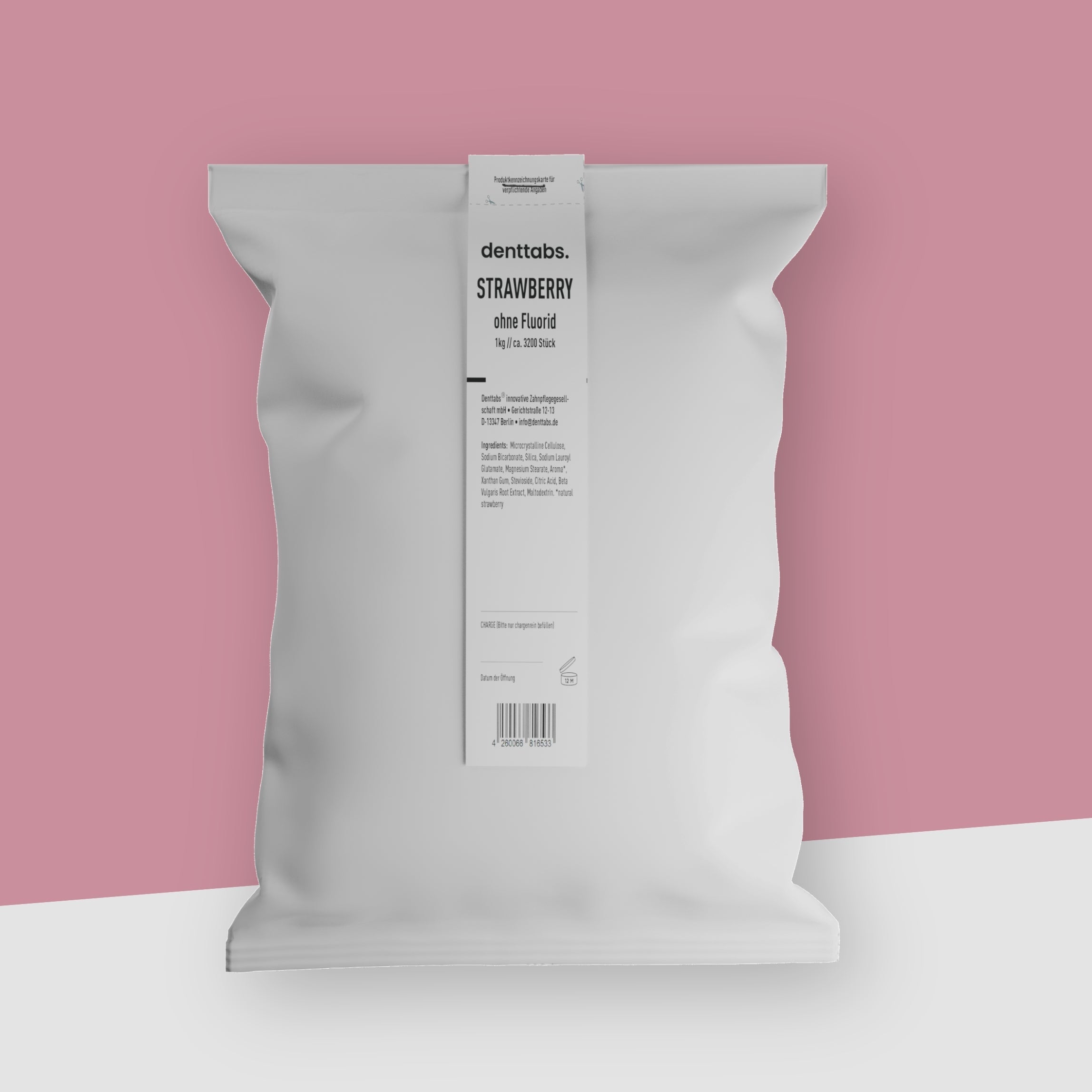Denttabs Toothpaste Tablets Strawberry Fluoride-Free Bulk 1kg