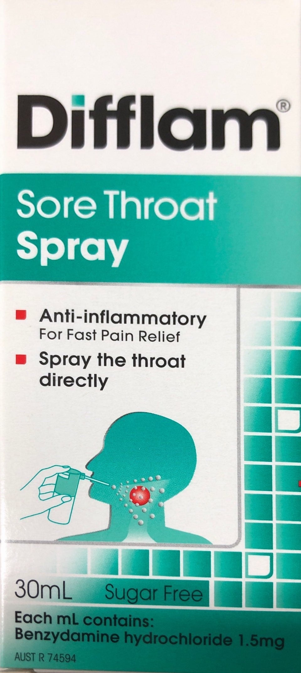 Difflam Throat Spray 30ml - Fast Relief for Sore Throat Pain Difflam Throat Spray,fast acting throat spray,optimized,pain relief spray,sore throat relief,sore throat treatment