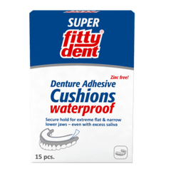 Fittydent Denture Adhesive Cushions 15 per Pack Adhesive Cushions,Cleans and whitens full dentures,Denture Adhesive Cushions,Denture Cleaners,Denture Cleansing,Denture Cleansing Tab,Denture Cushions,Denture Tabs,dentures shine,fittydent denture adhesive,F